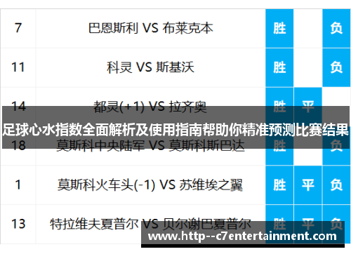足球心水指数全面解析及使用指南帮助你精准预测比赛结果